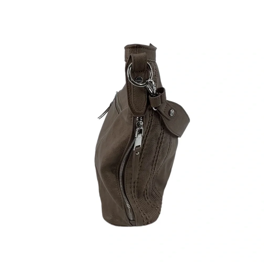 Antik Kraft Tan Leather Zipper Top Hobo Bag Purse Women's